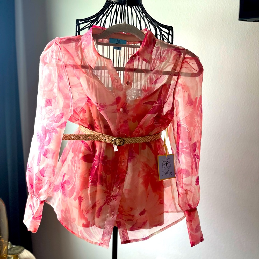 CeCe Sheer Blouse and tank top